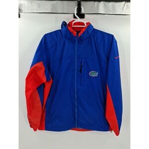 Florida Gators Jacket Mens L Blue Orange NCAA Football Rain‎ Windbreaker Hooded